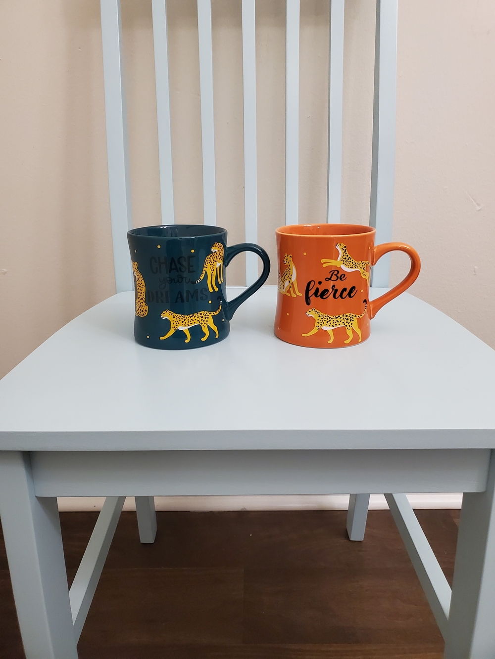 Source Unknown Orange & Navy Ceramic Leopard Mugs - Set of 2
